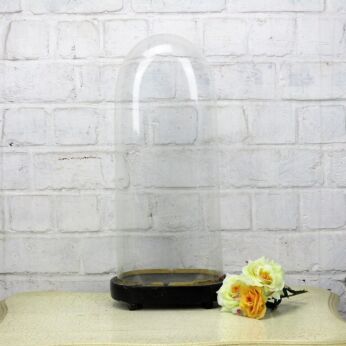 Antique Victorian Oval Hand Blown Glass Globe Dome Doll Clock Display 17.32" H