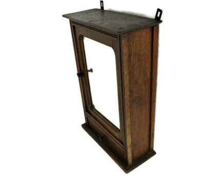 Kitchen Apothecary Medicine Bathroom Wood Wall Cabinet Beveled glass mirror Vintage Mid Century