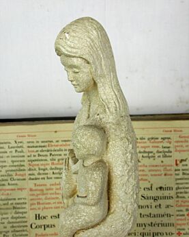 Virgin Mary Madonna Holy Mother Infant Child Plaster Statue on granite base 18"