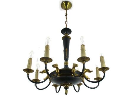 8 Arms Lights Pan Chandelier Revival French Empire Vintage Bronze Brass Ducks