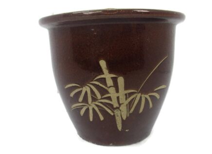 Vintage Chinese Porcelain  Koi Fish Bowl Planter Vase Flowers Cachepot Brown