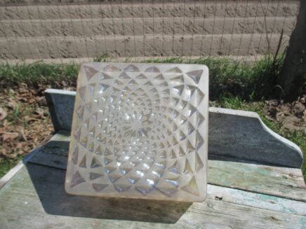 Vintage Amber Glass Square Sconce Lamp Shade Star era Limburg Helena Tynell