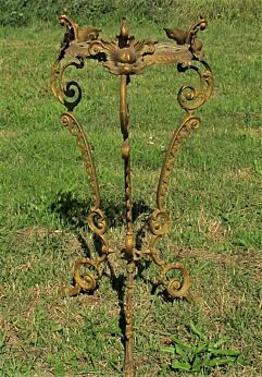 Ornate Brass Pedestal Display Table Plant Stand Art Nouveau Cherubs
