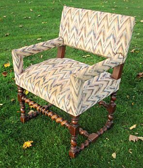 Antique Arm Chair Fauteuil Tapestry Barley Twist Wood Large stunning