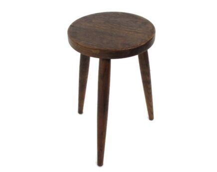 Milk Milking Stool Farmhouse Country Barn Style French Oak Tripod Side Display Table Pedestal Plant Stand