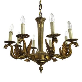 Impressive Gothic Ornate Brass 8 Arms Lights Chandelier Revival Dragons Griffins