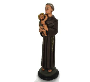 small St Anthony St Antonius Padua Statue Figurine Finder Lost Articles Lilies Infant Child Plaster