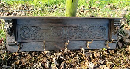 Gorgeous Antique Hand Carved Wood Coat Hat Rack Lion Heads 5 hooks WOW