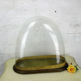 L Antique Victorian Oval Hand Blown Glass Globe Dome Steampunk Clock 14" x 15"
