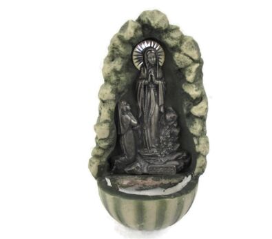 Holy Water Font Our Lady of Lourdes Bernadette Resin and Spelter Collector Lovely