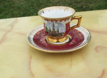 Vintage Limoges France Gilded small cup & Saucer Cathedral Rob's Limoges