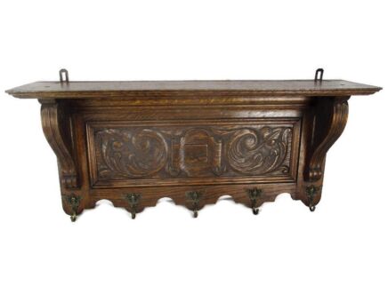 French Hand Carved Wood Oak Coat Kitchen hat Rack bathroom Kitchen Towels