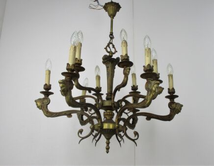 Impressive Carriatides Mermaids Chandelier Brass 12 Lights Arm Gorgeous