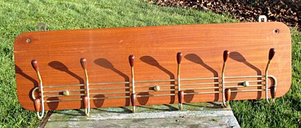 Vintage Mid Century Modern Teak Coat Rack 1950's Danish Modern Style