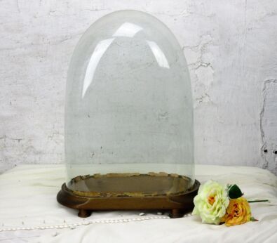 Antique Victorian Oval Hand Blown Glass Globe Dome Doll Steampunk Clock 15.35"