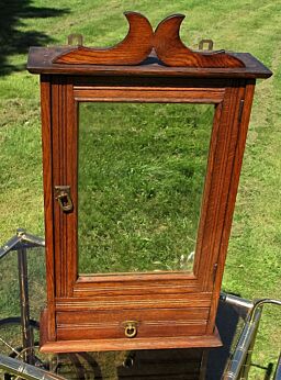 Antique Massive Oak medicine bathroom Cabinet Beveled Glass mirror