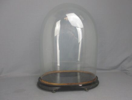 Antique Victorian Oval Hand Blown Glass Globe Dome Doll Clock 19.09" 13.77"