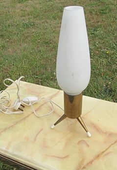 Vintage Mid Century Oak Tripod Table Desk Lamp Retro