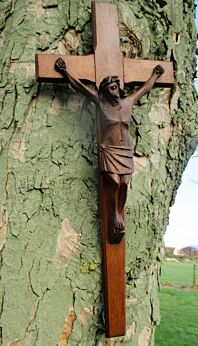 Gorgeous Large Complete Carved Wood Hanging Crucifix Cross Jesus Christ 27.55"