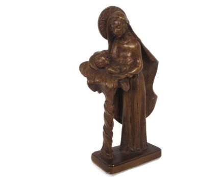 Statue Virgin Mary Our Lady Madonna Infant Jesus Plaster Nativity Manger Newborn baby Sweet