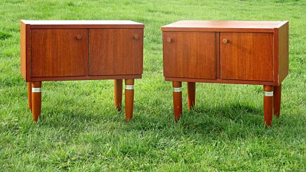 Pair Vintage Nightstands End tables Mid Century Danish Modern Authentic Gorgeous