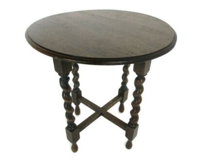 Barley Twist Wooden Side Display Coffee Table Ornate Pedestal Plant Stand Barn Country Farmhouse style