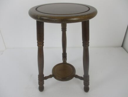 Vintage Wooden Side Wine Table Pedestal Plant Stand Milking Stool Two Tier Beautiful Barn Country style Oak