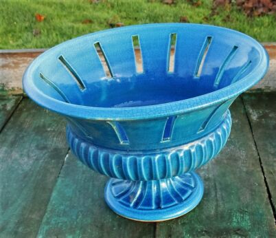 Blue Planter Jardiniere flower pot Ceramic Marked Italy NOS 70s Bitossi Style