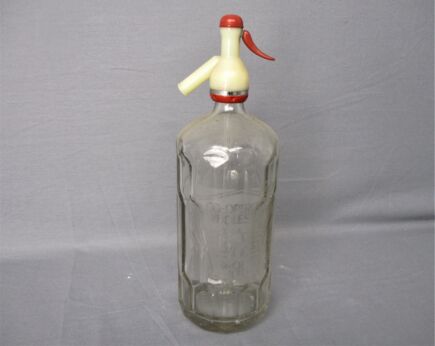 Vintage Seltzer Bottle Etched Clear Fluted Glass Cooperative Wholesale Society