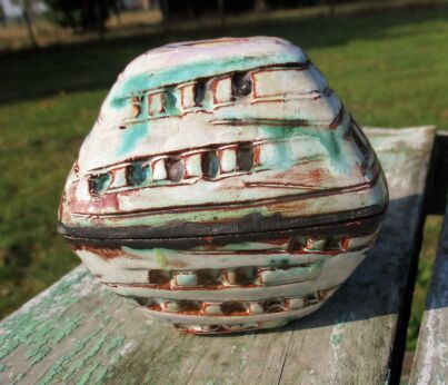 Vintage Mid Century Modern candle holders couple ceramic Pyramid Funky Signed
