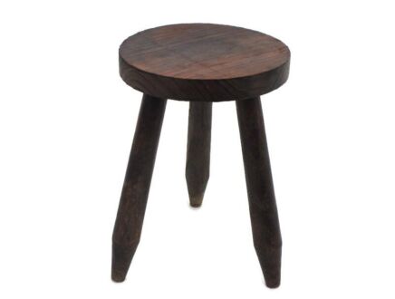 Old Milk Milking Stool Farmhouse Country Barn Style French Oak Tripod Side Display Table Pedestal Plant Stand