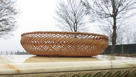 Vintage French Handwoven Wicker Oval Bread Basket Lovely
