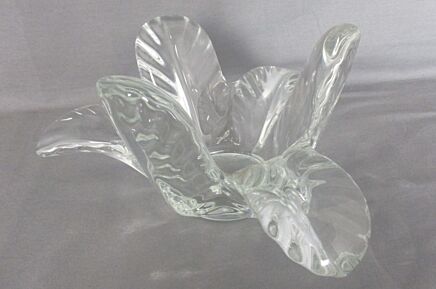 French Crystal Art Vannes Centerpiece Bowl Hand Blown  Fruit Dish Clear