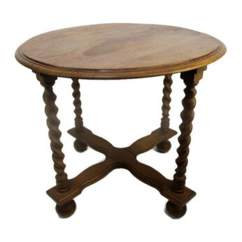 Barley Twist Wooden Oak Side Display Table Pedestal Plant Stand 23.62"
