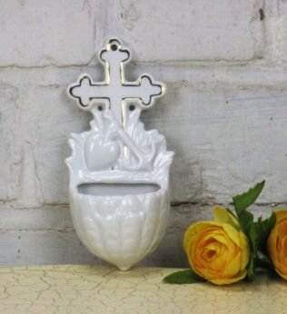 Grafenthal German Holy Water Font Porcelain Wall Hanging Love Hope Faith Lovely