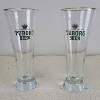 Vintage Gold Rimmed Tuborg Beer Copenhagen Denmark Barware Pilsner Glass