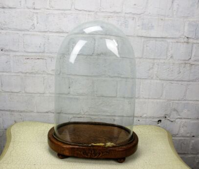 Victorian Antique Oval Hand Blown Glass Dome Globe Mantle Clock Steampunk 14.94"