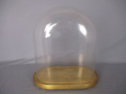 Antique Victorian Oval Hand Blown Glass Globe Dome Doll Clock 13.97" H 12.28"W