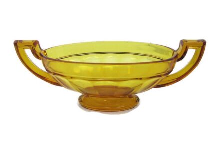 Art Deco Val St Lambert Amber Bromwn Bowl Dish Centerpiece Basket art Glass Marked