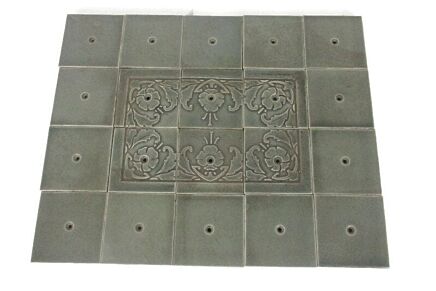 Antique Tiles Tableau Picture Mural Frame Art Deco Marked SDV