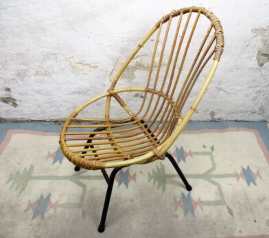 Small Mid Century Modern Rattan Wicker Chair Child Doll era Rohé Noordwolde