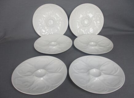 Set of 6 Oyster Plates Porcelain White  Vintage Seafood Plates Stylish Schönwald Germany