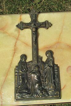 vintage Brass Wall Hanging Crucifix Cross Jesus Christ Catholic Grieving Women
