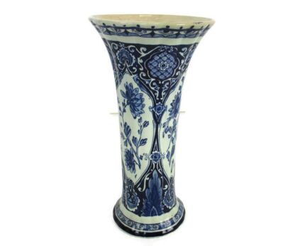 Delft Holland Blue White Porcelain Trumpet Vase Delft Marked Antique
