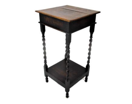 Barley Twist Wood Oak Side Occasional Coffee Table Pedestal Plant Stand ornate Hand Carved Square Two Tier Nightstand HTF