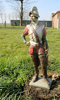 Very Rare Large Plaster Antique Statue Spanish Knight Conquistador Church 26.37"