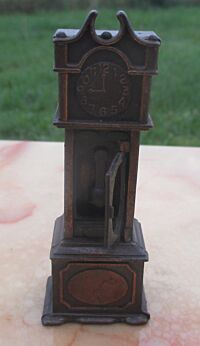 Vintage Miniature Grandfathers Hall Standing Clock Doll House Brass Copper for Doll House or collectible
