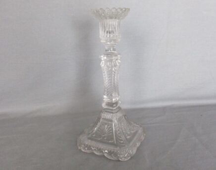 Art Deco Style Clear Glass Ornate Candle Holder Stick Vintage