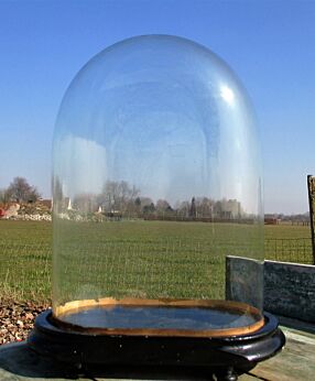 Antique Oval Hand Blown Glass Dome Globe Mantel Clock Steampunk 13.38"