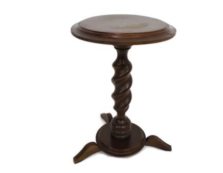 Small Barley Twist Tripod Side Display Table Pedestal Plant Bonsai Stand Barn Country Farmhouse Cottage Style